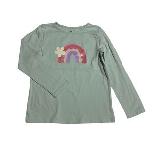 H&M Green Long Sleeve Tee with Rainbow